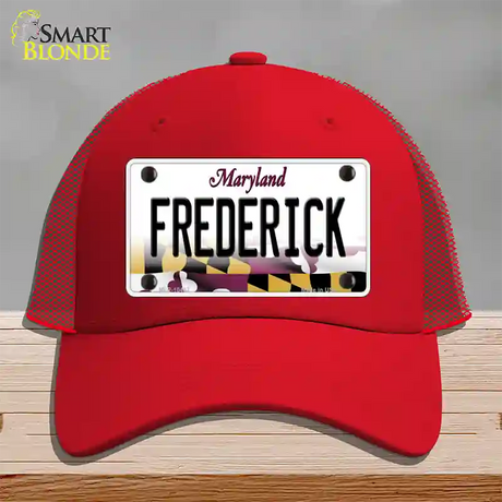 Frederick Maryland Novelty License Plate Hat Mesh / Red