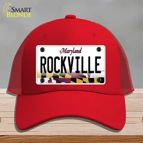 Rockville Maryland Novelty License Plate Hat Mesh / Red