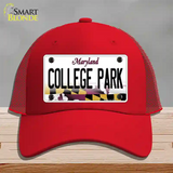 College Park Maryland Novelty License Plate Hat Mesh / Red