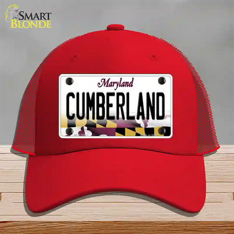 Cumberland Maryland Novelty License Plate Hat Mesh / Red