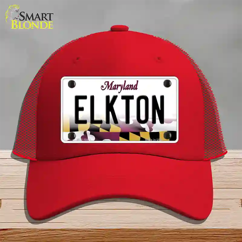 Elkton Maryland Novelty License Plate Hat Mesh / Red