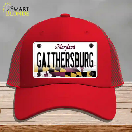 Gaithersburg Maryland Novelty License Plate Hat Mesh / Red