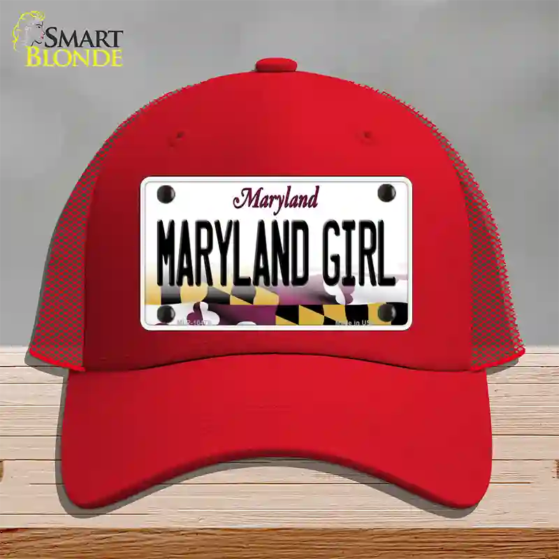 Maryland Girl Maryland Novelty License Plate Hat Mesh / Red