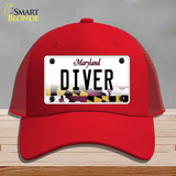 Diver Maryland Novelty License Plate Hat Mesh / Red