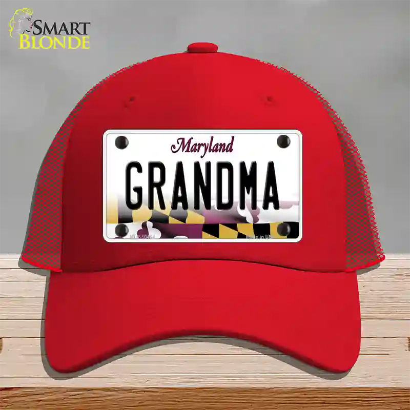 Grandma Maryland Novelty License Plate Hat Mesh / Red