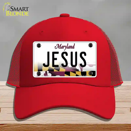 Jesus Maryland Novelty License Plate Hat Mesh / Red