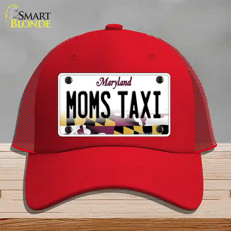 Moms Taxi Maryland Novelty License Plate Hat Mesh / Red