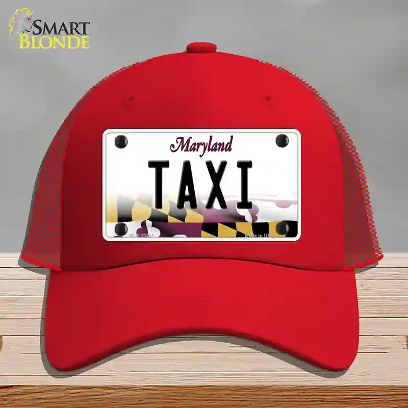 Taxi Maryland Novelty License Plate Hat Mesh / Red