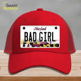 Bad Girl Maryland Novelty License Plate Hat Mesh / Red