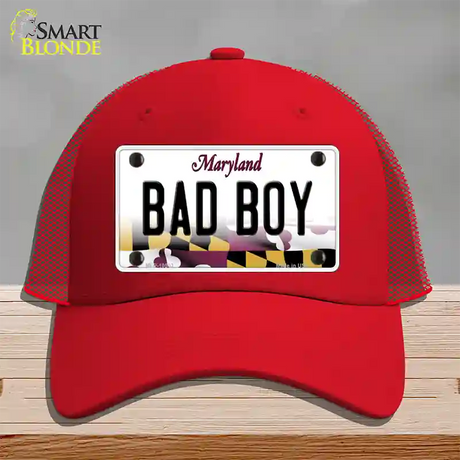 Bad Boy Maryland Novelty License Plate Hat Mesh / Red