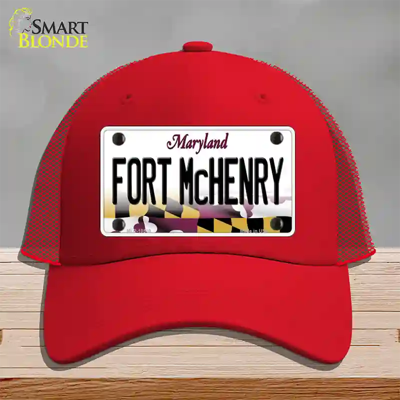 Fort McHenry Maryland Novelty License Plate Hat Mesh / Red