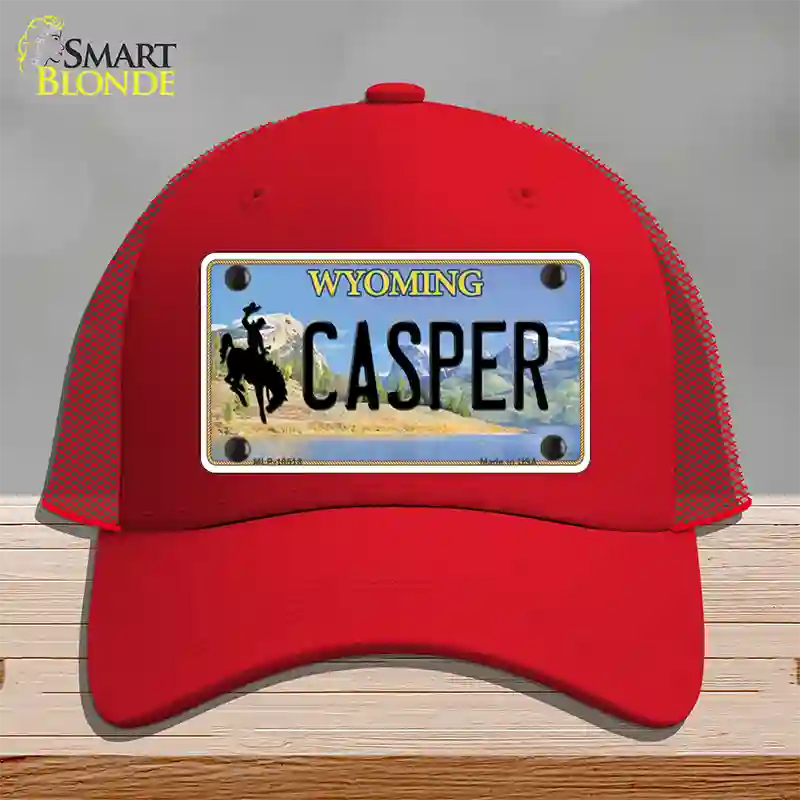 Casper Wyoming Novelty License Plate Hat Mesh / Red