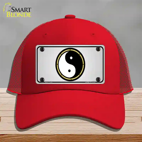 Yin And Yang Novelty License Plate Hat Mesh / Red