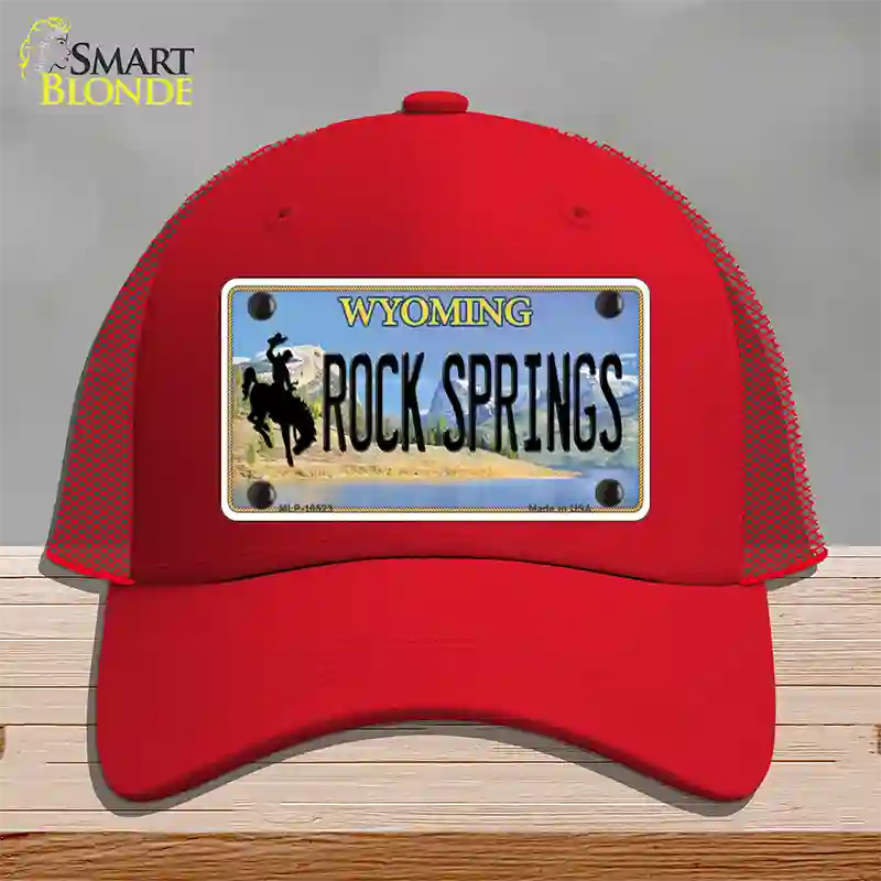 Rock Springs Wyoming Novelty License Plate Hat Mesh / Red