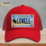 Lovell Wyoming Novelty License Plate Hat Mesh / Red