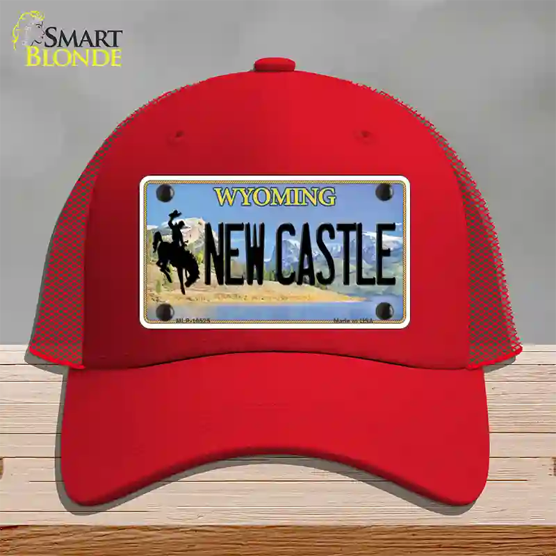 New Castle Wyoming Novelty License Plate Hat Mesh / Red