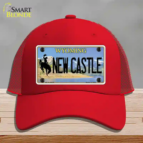 New Castle Wyoming Novelty License Plate Hat Mesh / Red