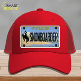 Snowboarder Wyoming Novelty License Plate Hat Mesh / Red