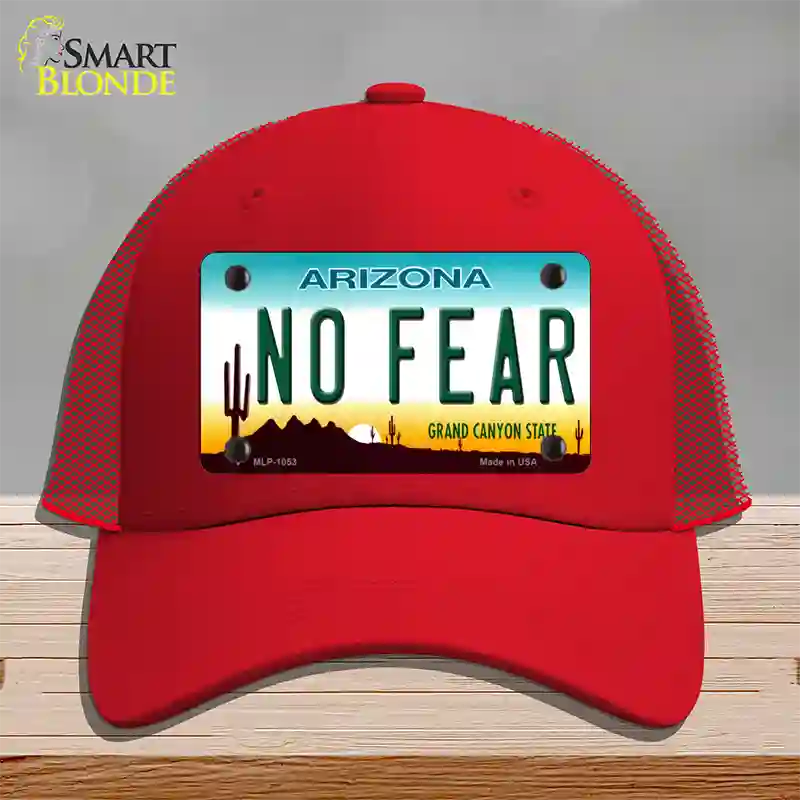 No Fear Arizona Novelty License Plate Hat Mesh / Red