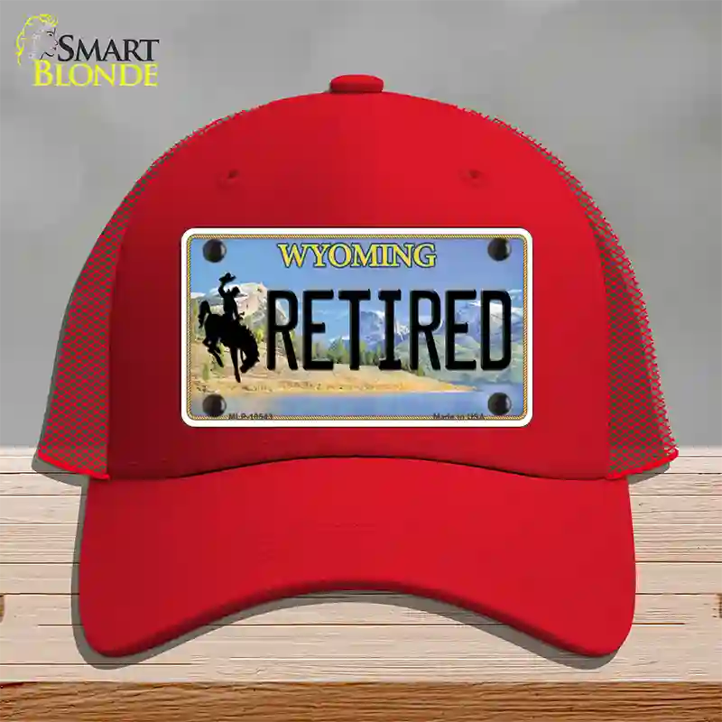 Retired Wyoming Novelty License Plate Hat Mesh / Red