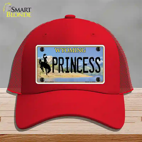 Princess Wyoming Novelty License Plate Hat Mesh / Red