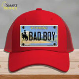 Bad Boy Wyoming Novelty License Plate Hat Mesh / Red