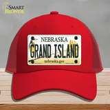 Grand Island Nebraska Novelty License Plate Hat Mesh / Red