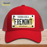 Fremont Nebraska Novelty License Plate Hat Mesh / Red