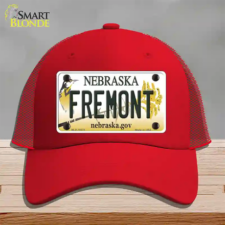 Fremont Nebraska Novelty License Plate Hat Mesh / Red