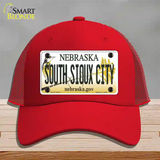 South Sioux City Nebraska Novelty License Plate Hat Mesh / Red