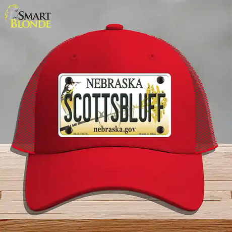 Scottsbluff Nebraska Novelty License Plate Hat Mesh / Red