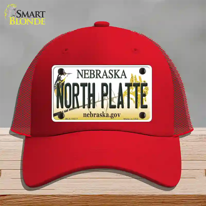 North Platte Nebraska Novelty License Plate Hat Mesh / Red