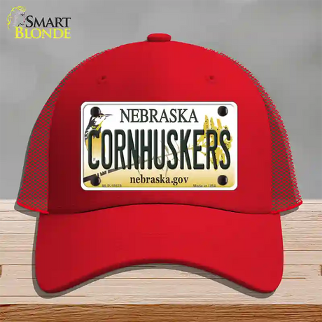 Cornhuskers Nebraska Novelty License Plate Hat Mesh / Red