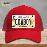 Cowboy Nebraska Novelty License Plate Hat Mesh / Red