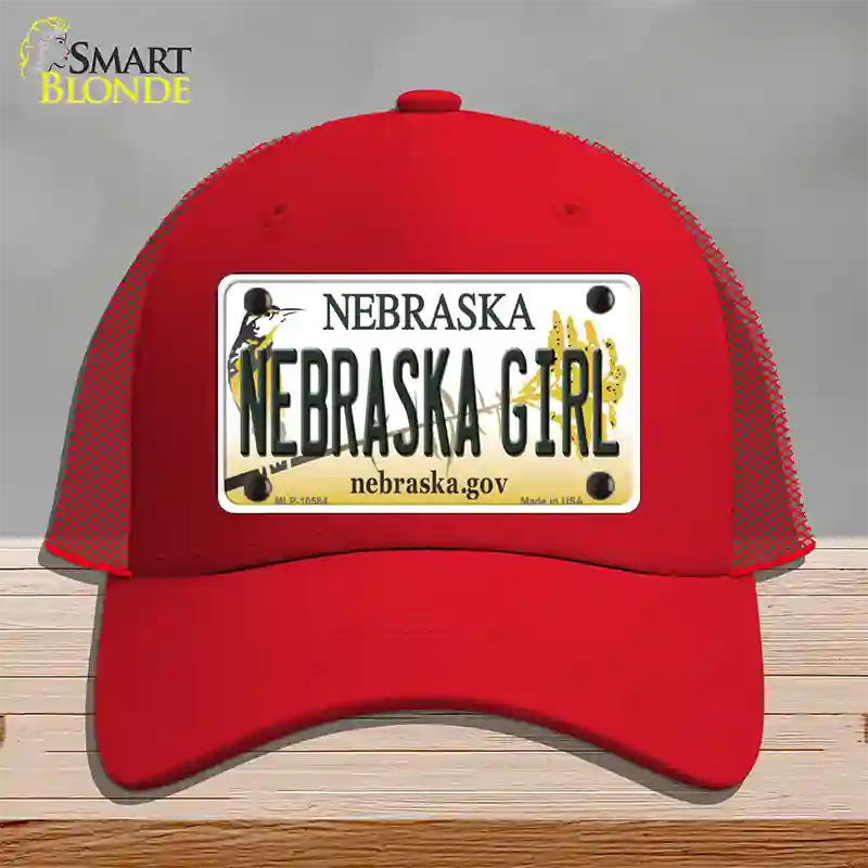 Nebraska Girl Novelty License Plate Hat Mesh / Red