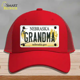 Grandma Nebraska Novelty License Plate Hat Mesh / Red