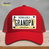 Grandpa Nebraska Novelty License Plate Hat Mesh / Red