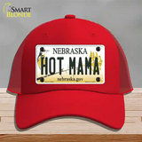 Hot Mama Nebraska Novelty License Plate Hat Mesh / Red