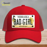 Bad Girl Nebraska Novelty License Plate Hat Mesh / Red