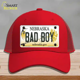 Bad Boy Nebraska Novelty License Plate Hat Mesh / Red