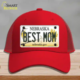 Best Mom Nebraska Novelty License Plate Hat Mesh / Red