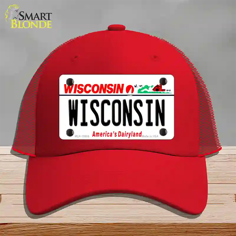 Wisconsin Dairyland Novelty License Plate Hat Mesh / Red