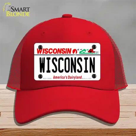 Wisconsin Dairyland Novelty License Plate Hat Mesh / Red