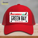 Green Bay Wisconsin Novelty License Plate Hat Mesh / Red