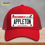 Appleton Wisconsin Novelty License Plate Hat Mesh / Red