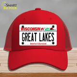 Great Lakes Wisconsin Novelty License Plate Hat Mesh / Red