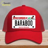 Baraboo Wisconsin Novelty License Plate Hat Mesh / Red