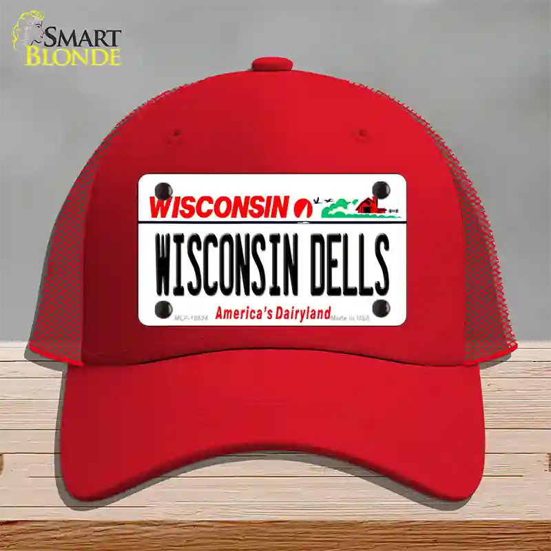 Wisconsin Dells Wisconsin Novelty License Plate Hat Mesh / Red