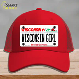 Wisconsin Girl Wisconsin Novelty License Plate Hat Mesh / Red