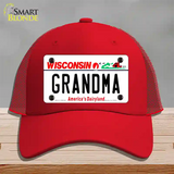 Grandma Wisconsin Novelty License Plate Hat Mesh / Red